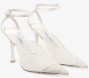 Jimmy Choo 2026 Faiz 100 Pump White Lace Leather