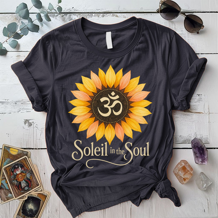 Soleil In The Soul T-Shirt Mockup Dark Heather Grey