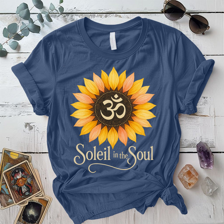 Soleil In The Soul T-Shirt Mockup Indigo Blue