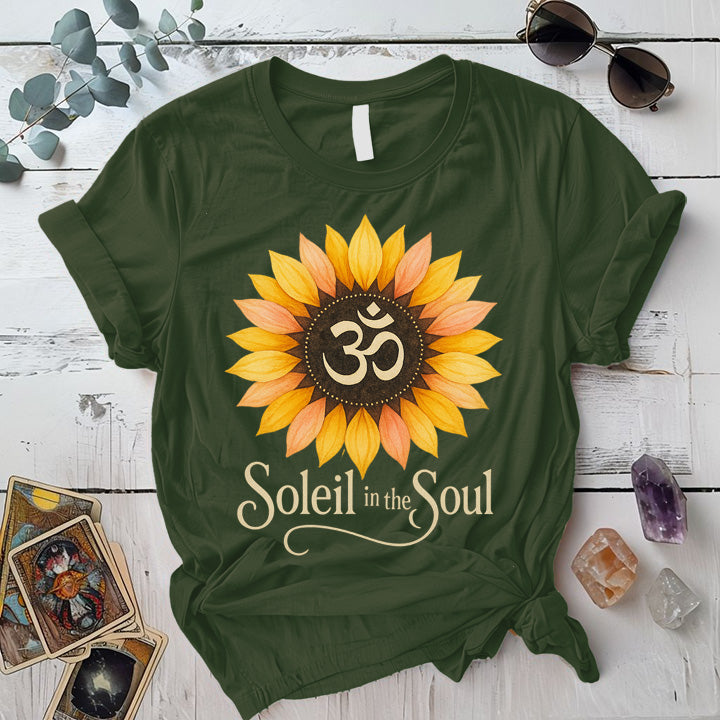 Soleil In The Soul T-Shirt Mockup Military Green