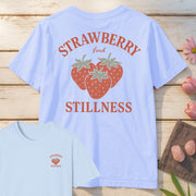 Strawberry Find Stillness T-Shirt Mockup light-blue