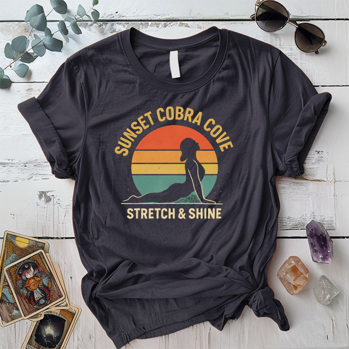 Sunset Cobra Cove T-Shirt Mockup Dark Heather Grey