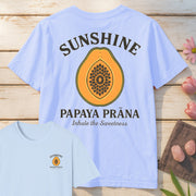 Sunshine Papaya Prana T-Shirt Mockup light-blue