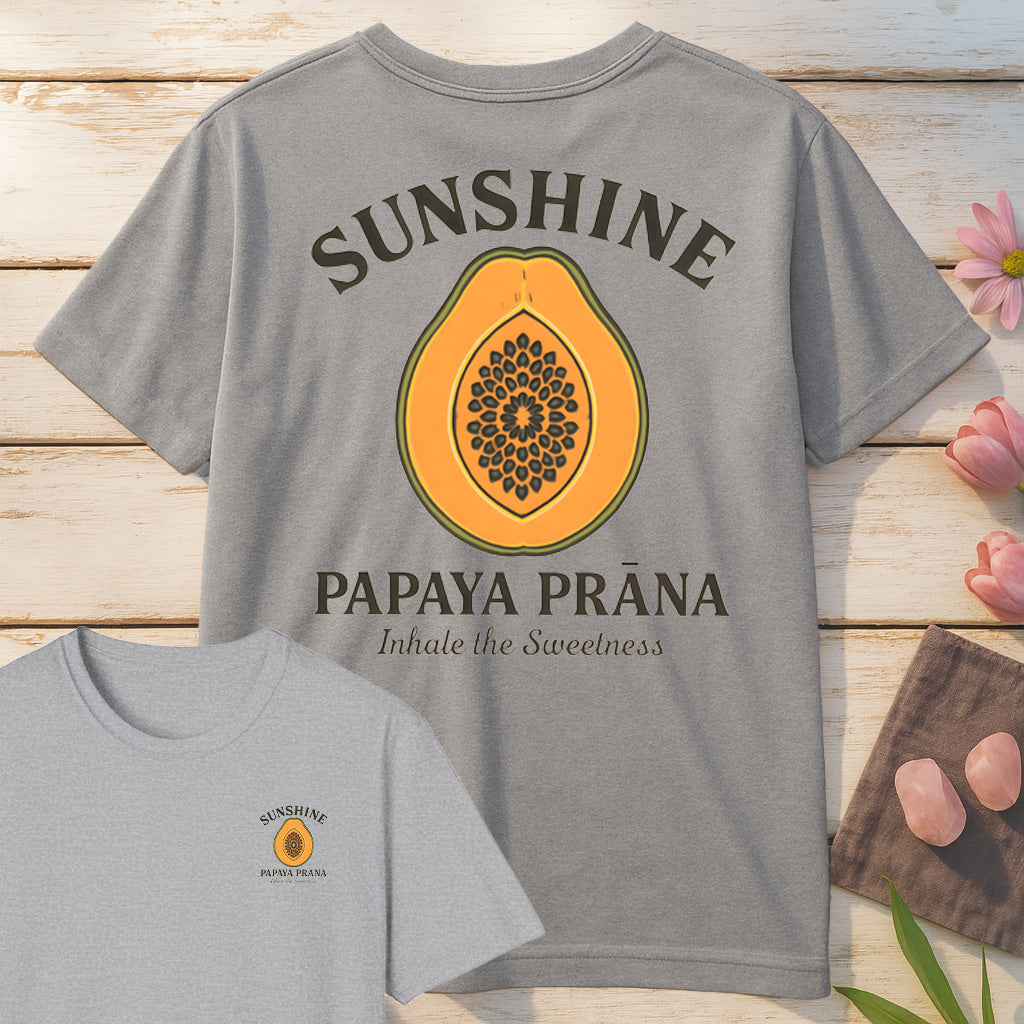 Sunshine Papaya Prana T-Shirt Mockup sport-grey