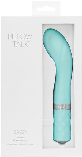 Pillow Talk Sassy G Spot Vibe W/swarovski Crystal Teal Blue