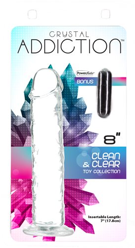 Addiction Crystal Vertical Dong Clear Tpe W/ Bullet " 7"