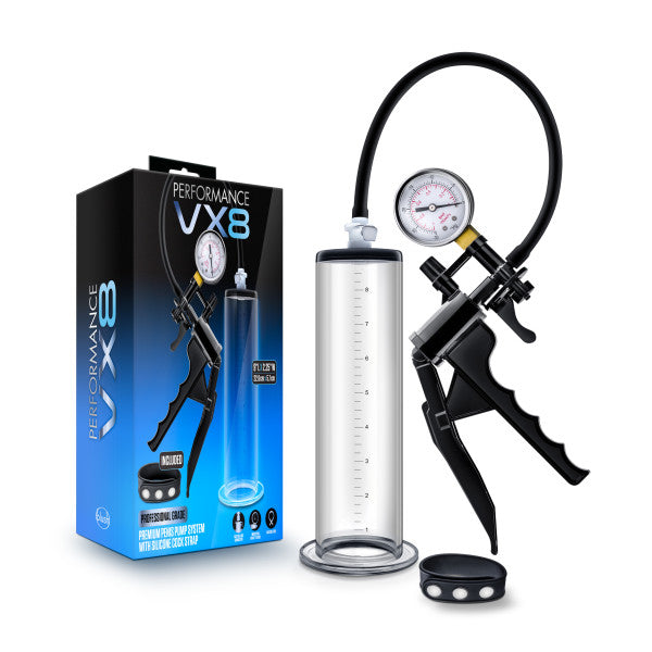 Performance Vx8 Premium Penis Pump System W/ Silicone Cock Strap Clear Default Title