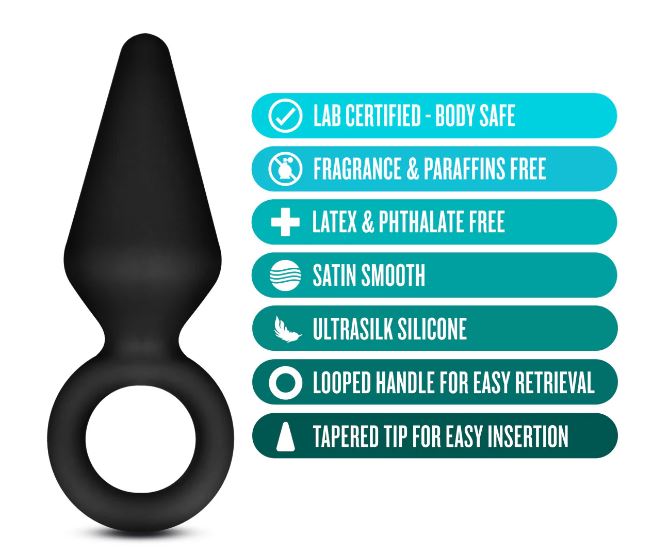 Anal Adventures Platinum Silicone Loop Plug - Small Black
