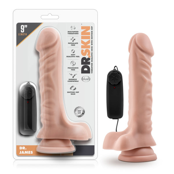 Dr Skin Dr. James 9in Vibrating Cock W/ Suction Cup Vanilla Default Title