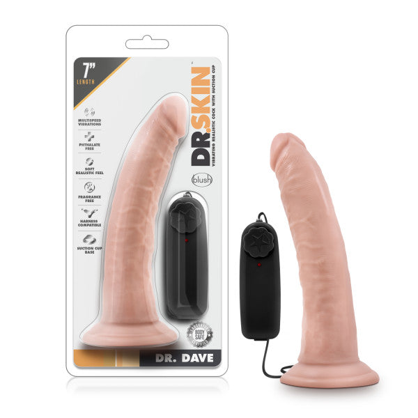 Dr. Skin Dr. Dave 7in Vibrating Cock W/ Suction Cup Vanilla