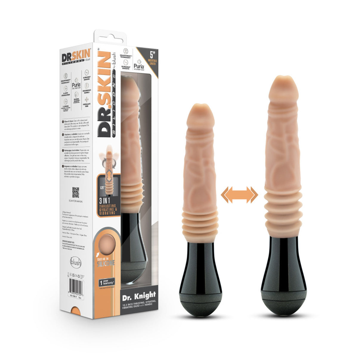 Dr. Skin Dr. Knight Thrusting Gyrating Vibrating Dildo Beige Default Title
