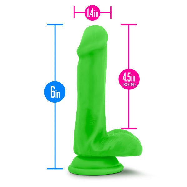 Neo Elite 6in Silicone Dual Density Cock W/ Balls Neon