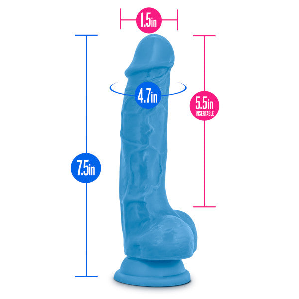 Neo 7.5" Dual Density Cock W/balls Neon