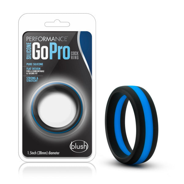 Performance Silicone Go Pro Cock Ring Black blue black