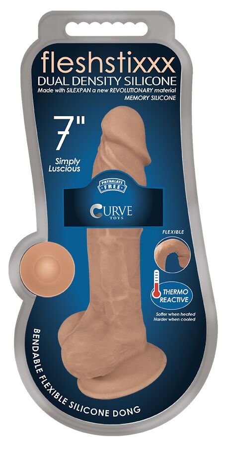 Fleshstixxx Silicone Dildo W/ Balls Latte Latte 7"