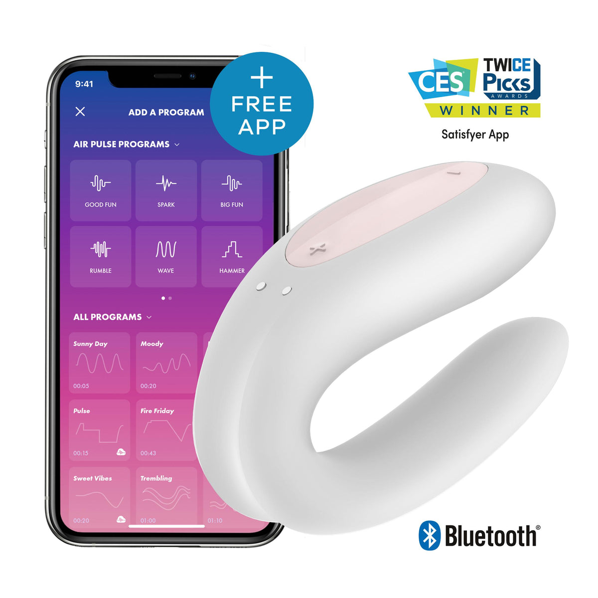 Satisfyer Double Joy W/ App White