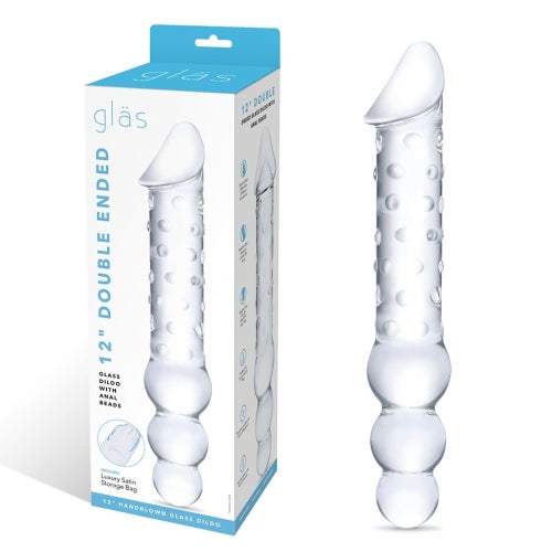 Glas 12in Double Ended Dildo W / Anal Beads Default Title