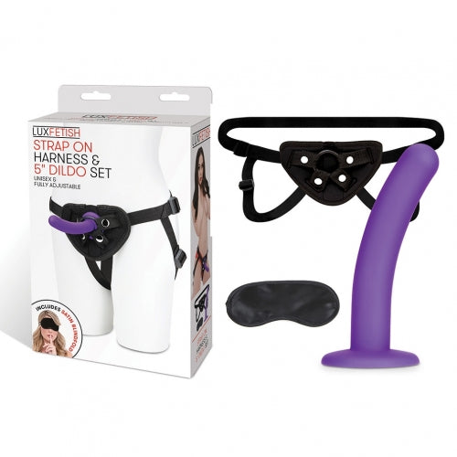 Lux Fetish Strap On Harness & 5in Dildo Set Default Title