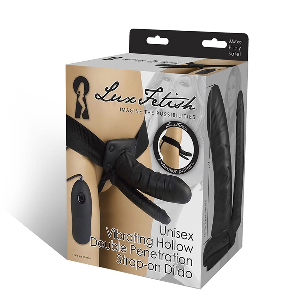 Unisex Vibrating Hollow Double Penetration Strap-on Dildo Default Title