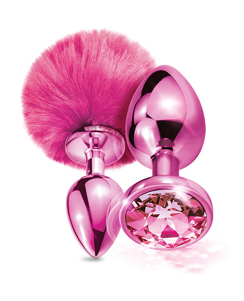 Nixie Metal Butt Plug Set Pom Pom & Jewel Metallic
