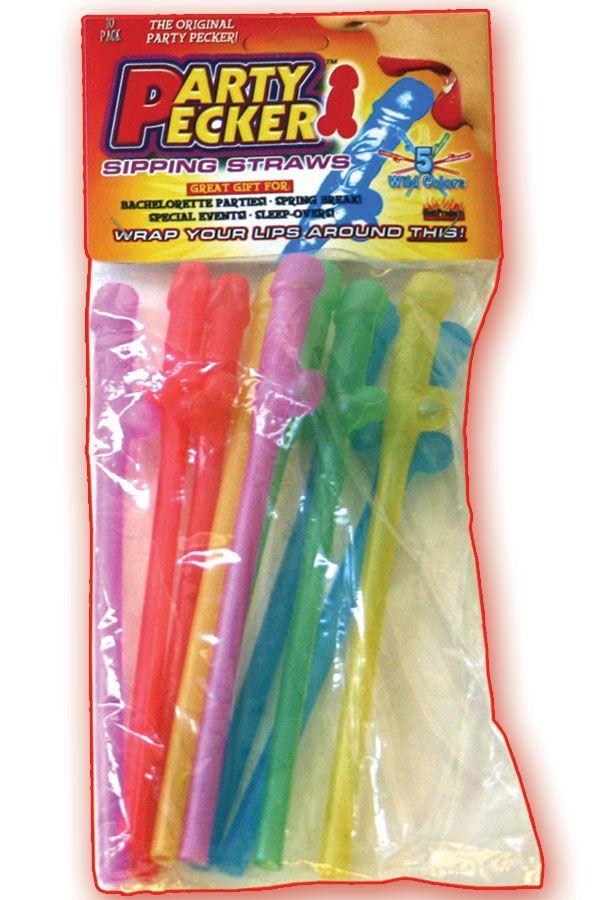 Party Pecker Sipping Straws-10 Pack Asst. Default Title