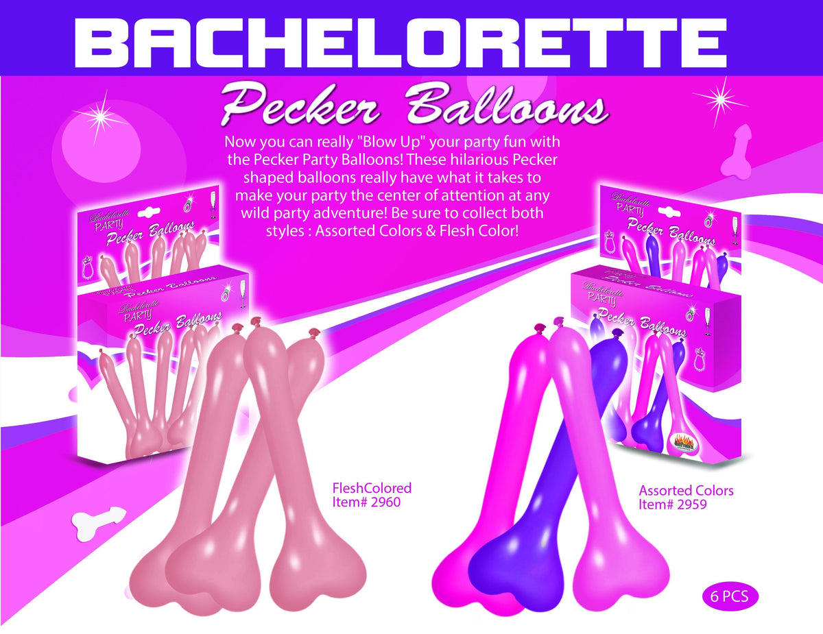 Pecker Balloons Asst 6pc Box Default Title