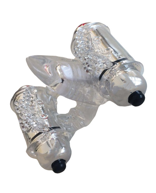 Wet Dreams Double Down Dual Motor Cock Ring W Power Bullet & Stimulator Tongue W Motor Default Title