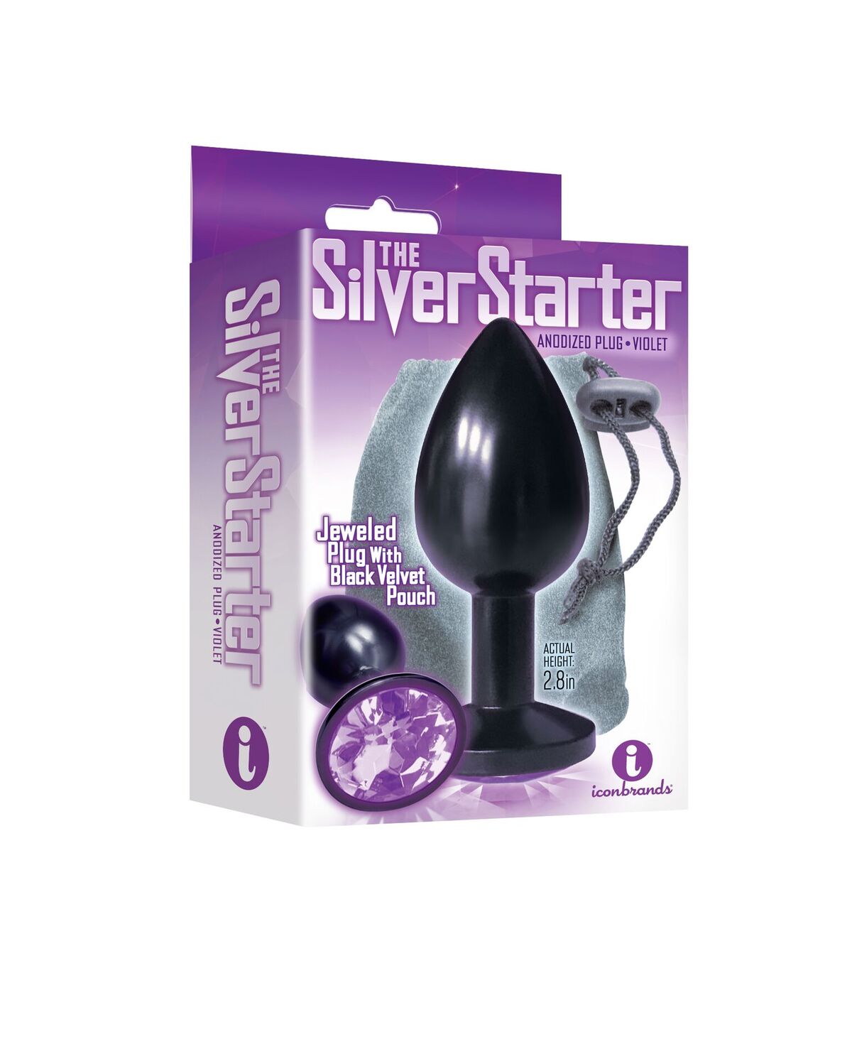 9's Silver Starter Anodized Bejeweled Steel Plug Violet