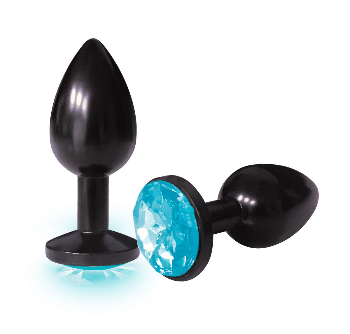 9's Silver Starter Anodized Bejeweled Steel Plug Aqua