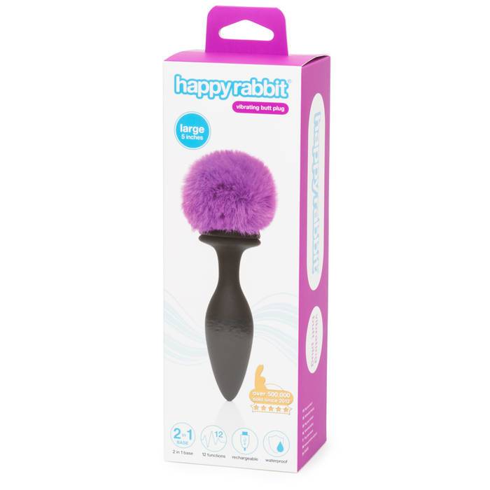 (d) Happy Rabbit Large Vibrati Bunny Tail Butt Plug Default Title