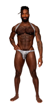 S'naked Criss Cross Thong Silver Black Large X-Large