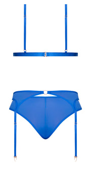 Sassy Bra Garter & Rouched Panty Cobalt