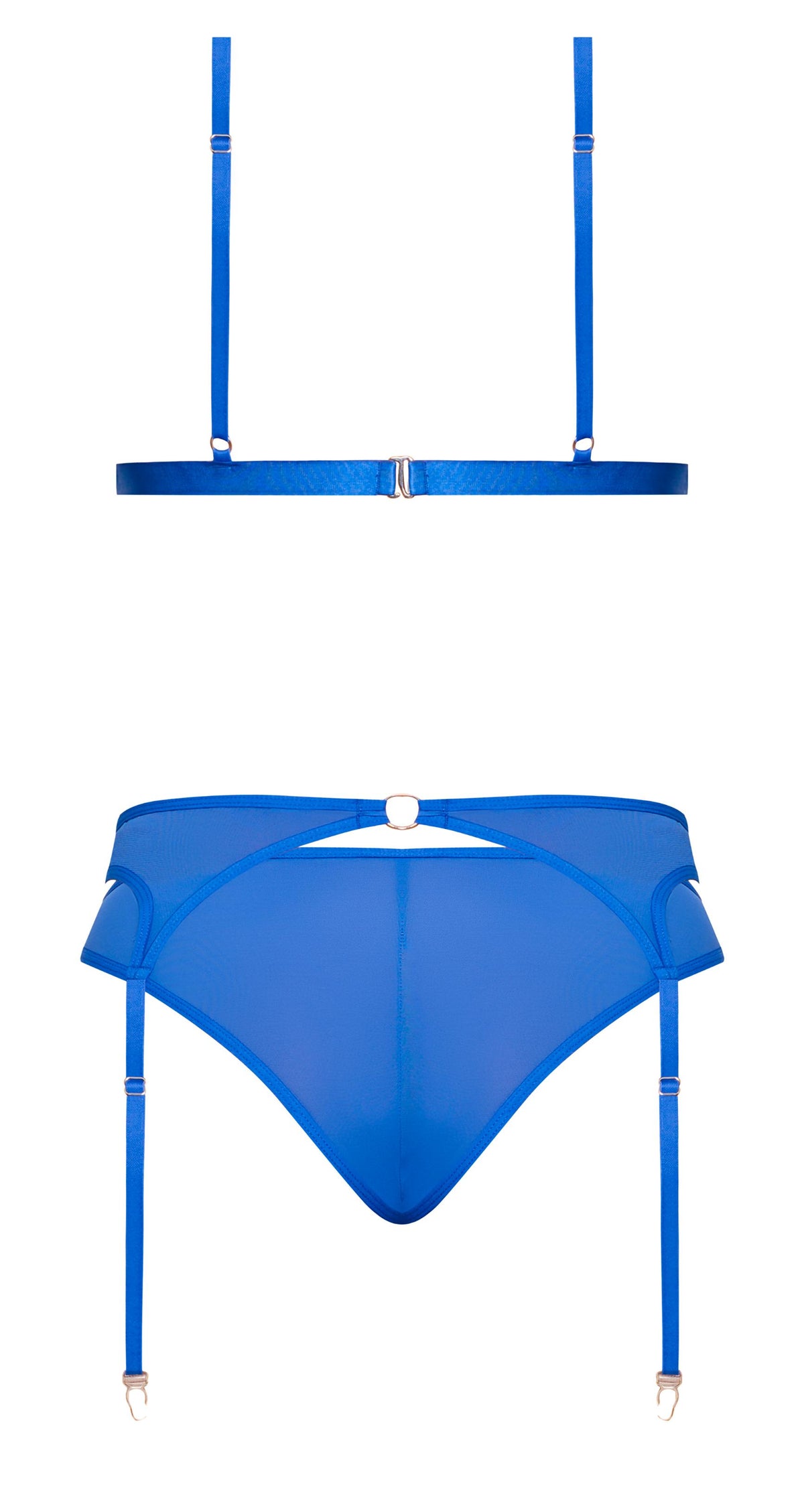 Sassy Bra Garter & Rouched Panty Cobalt