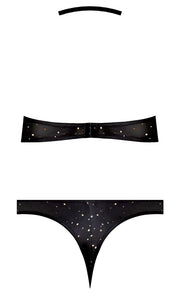 Glitz & Glam Halter Bralette & Panty Black Small Medium