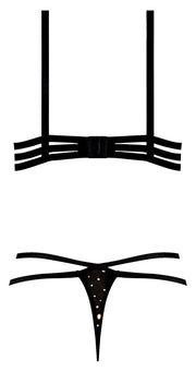 Glitz & Glam Bra & Thong Set Black Small Medium