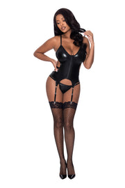 Club Candy Basque & Cheeky Panty Black Large Extra Large