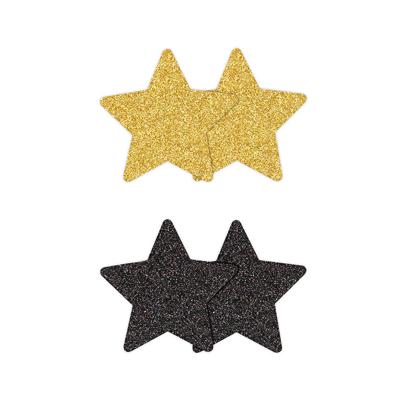 Pretty Pasties Glitter Stars Black/gold 2 Pair Default Title