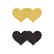 Pretty Pasties Glitter Hearts Black/gold 2 Pair Default Title