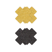 Pretty Pasties Glitter Cross Black/gold 2 Pair Default Title