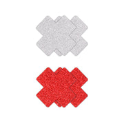 Pretty Pasties Glitter Cross Red/silver 2 Pair Default Title