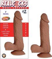 Real Cocks Dual Layered #2- 7 " Brown