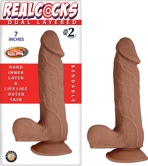 Real Cocks Dual Layered #2- 7 " Brown