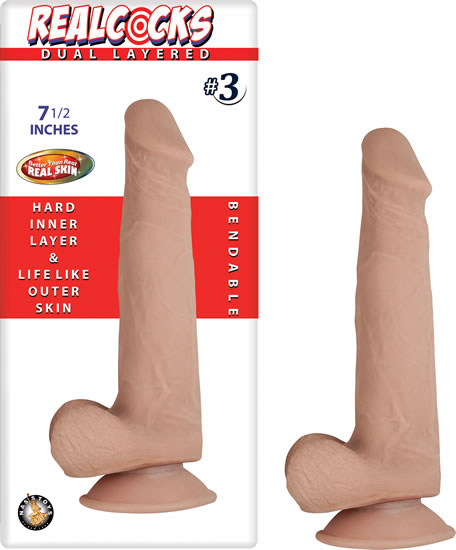 Real Cocks Dual Layered #3 7 1/2 " Flesh