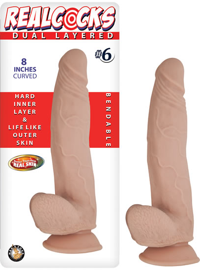 Real Cocks Dual Layered #6 Curved 8 " Flesh