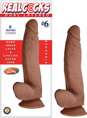Real Cocks Dual Layered #6 Curved 8 " Brown