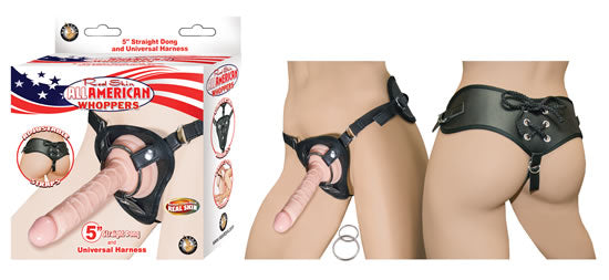 All American Whoppers 5 Straight Dong Flesh & Universal Harness" Default Title