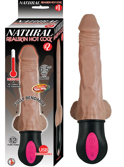 Natural Realskin Hot Cock #2 Brown Vibrating Dildo Default Title