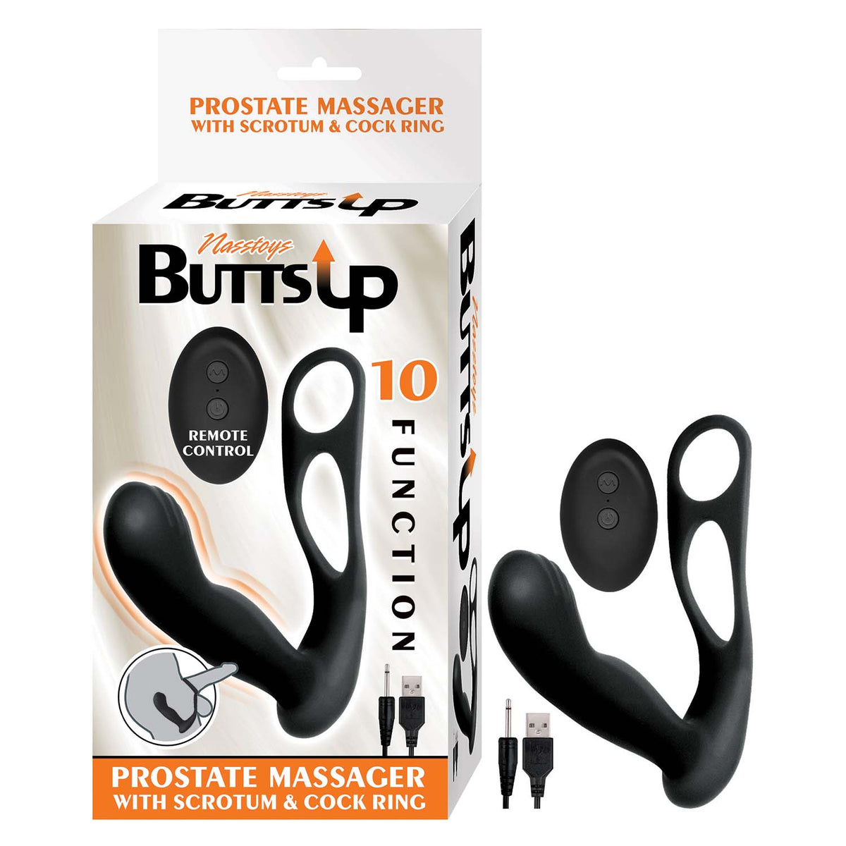Butts Up Prostate Massager W/ Scrotum & Cock Ring Black Default Title