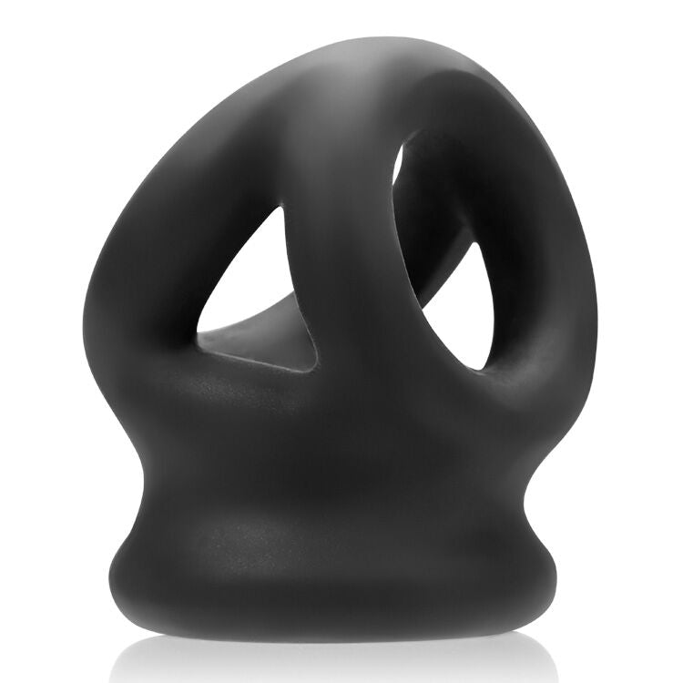 Tri Squeeze Cocksling Ball Stretcher Oxballs Silicone Tpr Blend Ice Black Ice
