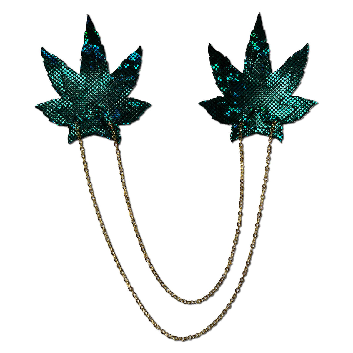 Shattered Glass Disco Ball Weed W Gold Chain Nipple Pasties Default Title